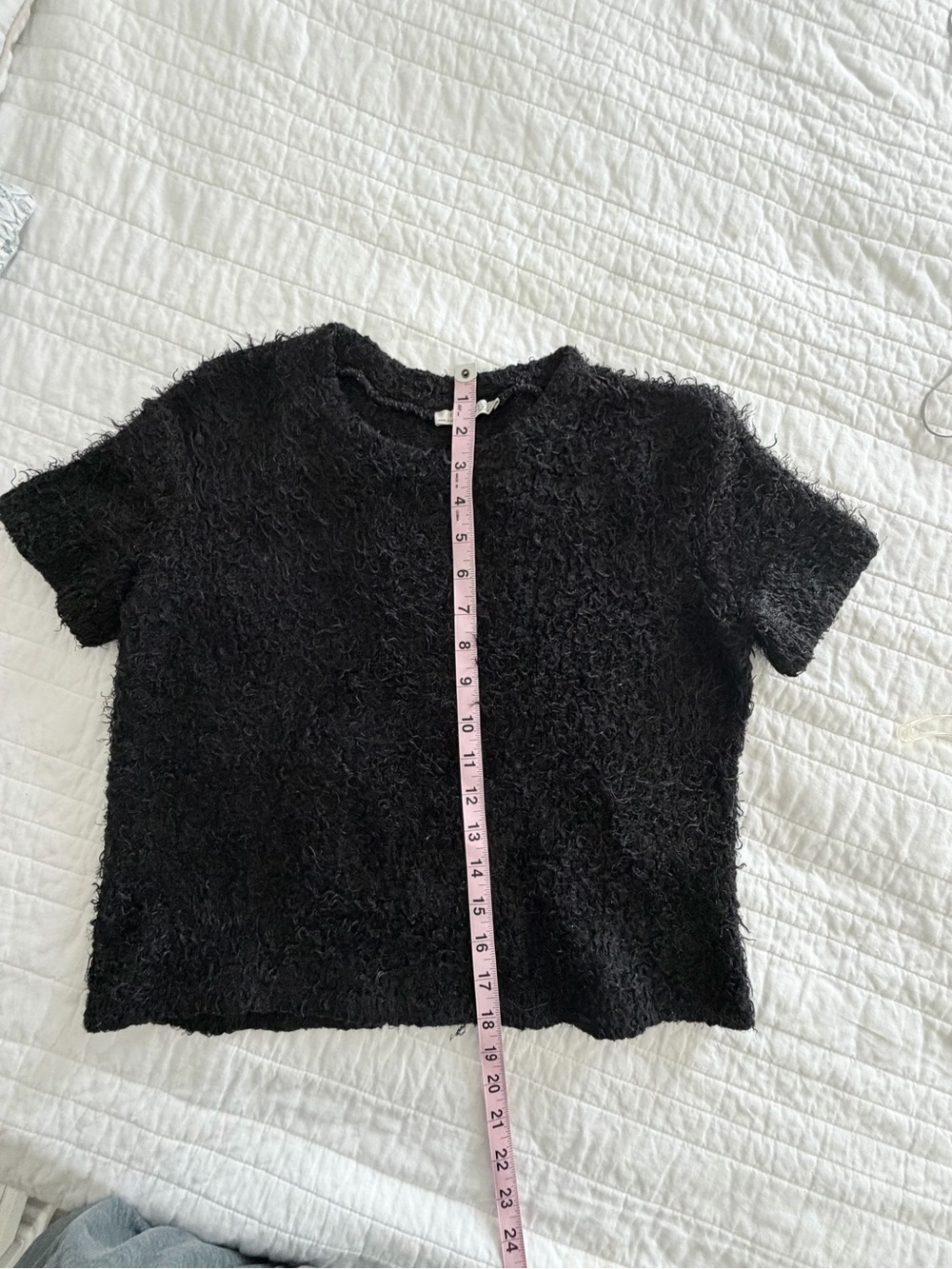 Vintage Y2K Zara Black Fuzzy Cropped Top Medium - Picture 4 of 7